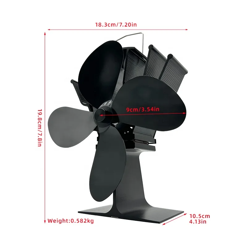 EJ zhejiang pipe fireplace fan heat powered stove 4 blades heat kitchen upper wood pellet stove fan