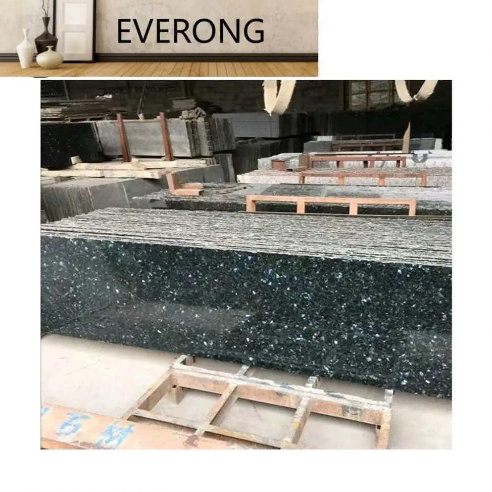 Surface Polish Flamed Granite Countertop Slab Galaxy Emerald Pearl Green Granite Stone