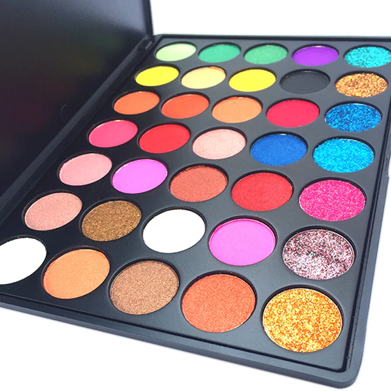 Private Label 35 Colors Eyeshadow Palette Cheap Cosmetic Glitter Eyeshadow Palette With Small Quantity