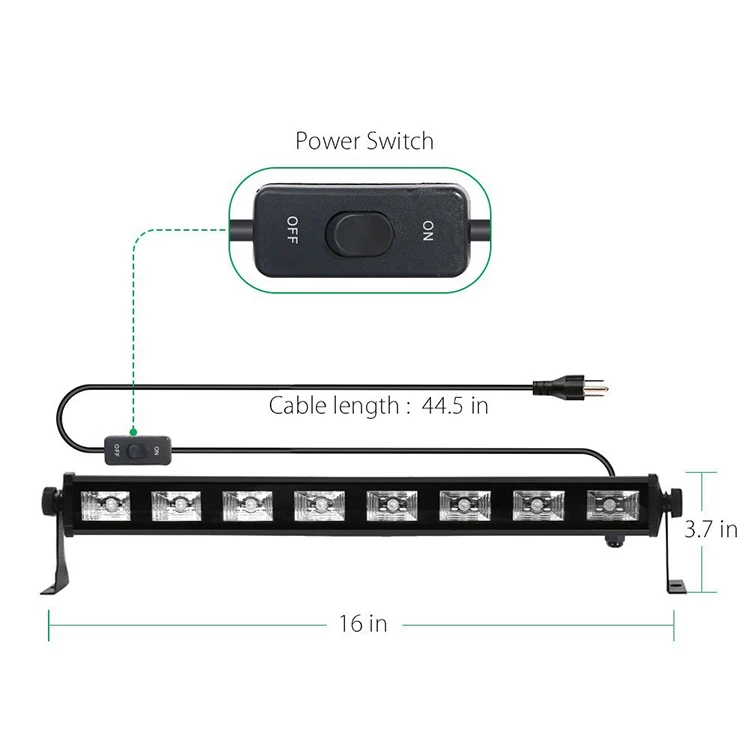 LED UV Black Light Bar 8*3W Disco Light for Halloween Party Night Club Decorative Lighting