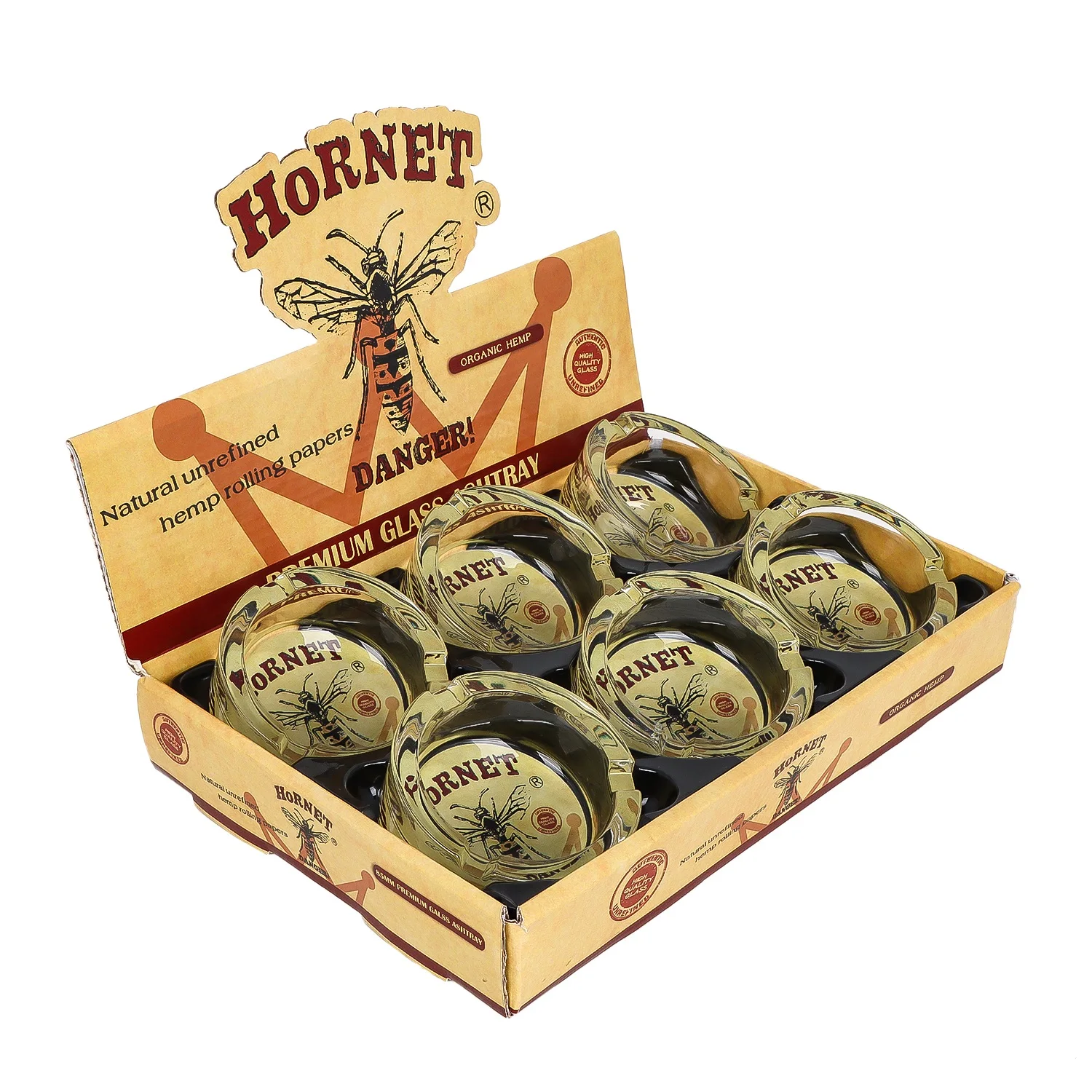 Wholesale Classic Hornet Glass Ashtray Cigarette Ashtray Supports Customized 85mm Round Shaped Ashtray