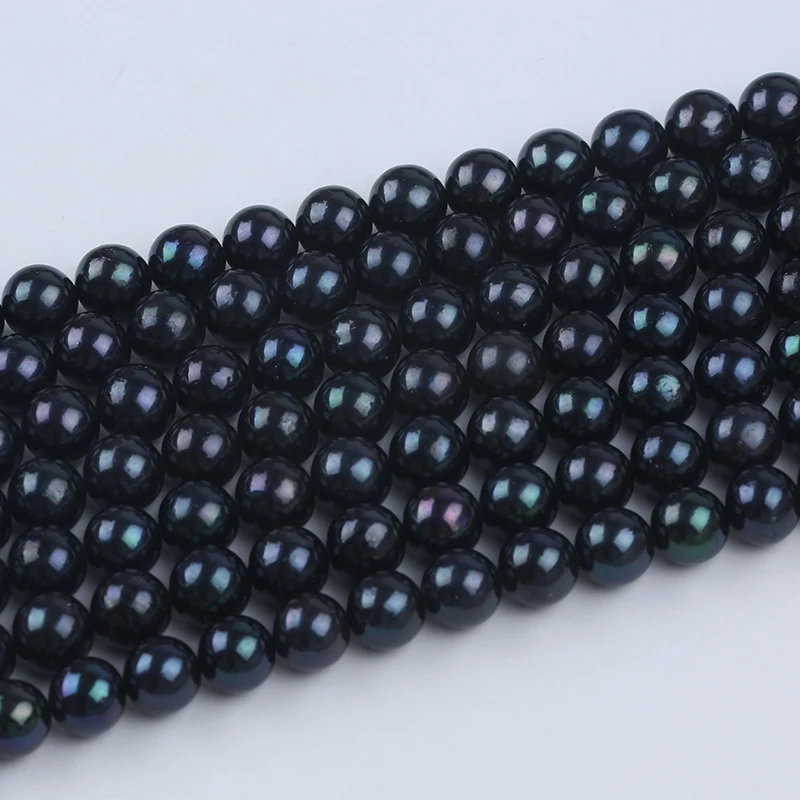 Wholesale 10-12mm black loose natural pearl freshwater pearl beads round pearl for jewelry making