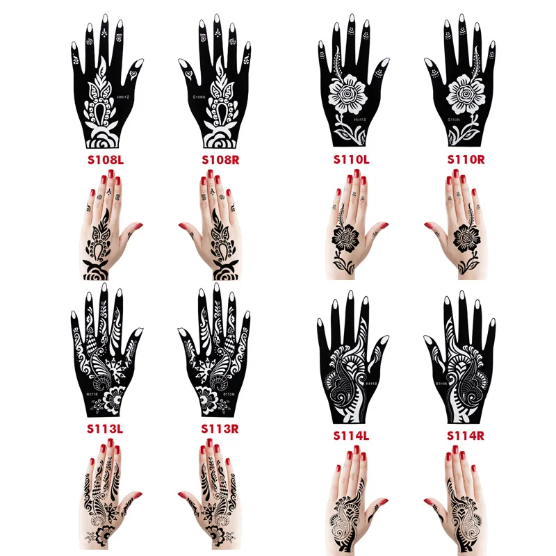 Henna Tattoo Stencils,Indian Arabian Temporary Tattoo Template DIY Stencil Stickers for Hand Face Body Art Paint Stencil