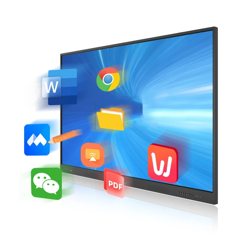 Interactive Touch Display with Finger Print Wifi 6 OEM Design Type-C 65W ports IFP DMS system cloud resource white boards screen