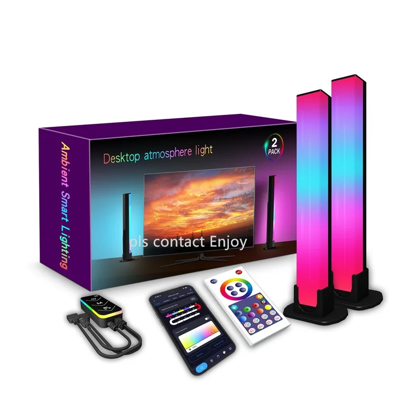 Подставка RGB с синхронизацией музыки изменяющая цвет голосовым звуковым управлением приложением перезаряжаемая светодиодная подсветка ритма для домашней вечеринки
