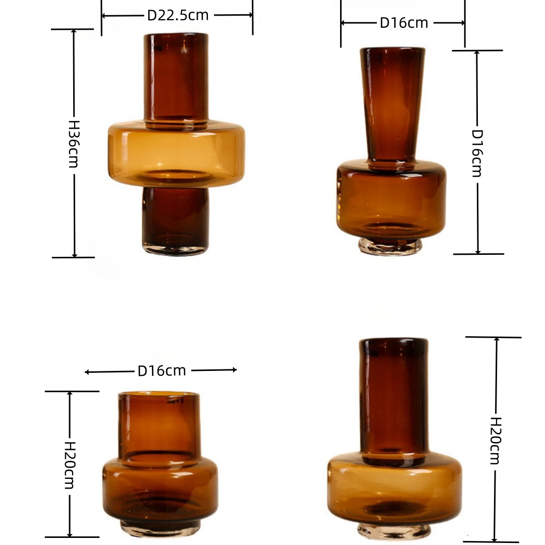 Nordic Creative High Quality Hand Blown Colored Acrylic Flower Arrangements Glass Vases Set For Home Decor