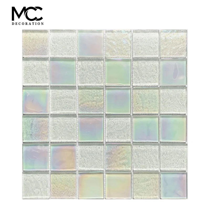 Luxury White Glass Mosaic Tile Modern Design Square Pattern for Bathroom Outdoor Living Room Background Walls for Luxury Style