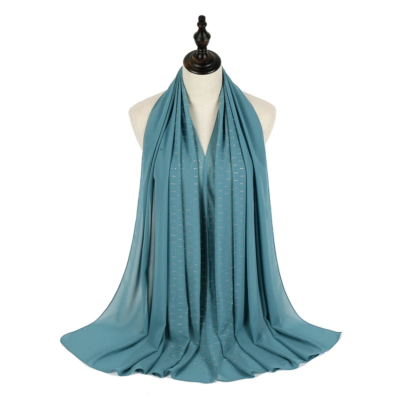 70*180cm summer muslim chiffon hijab scarf beaded headscarf islamic long shawl wrap head scarves foulard femme musulman kopftuch