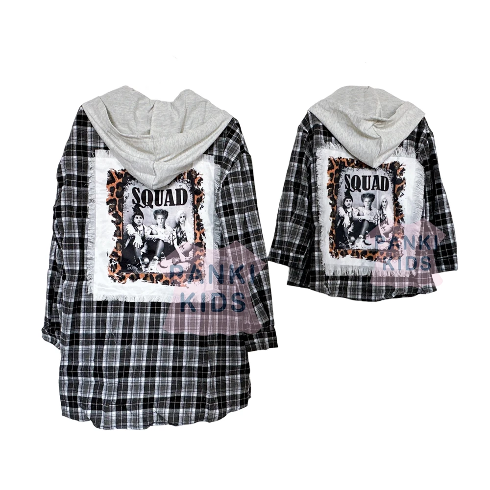Factory Quick TAT High Quality Oversized Customizable Mommy and Me Plaid Shirts Fall Outfits Family Matching Outfits