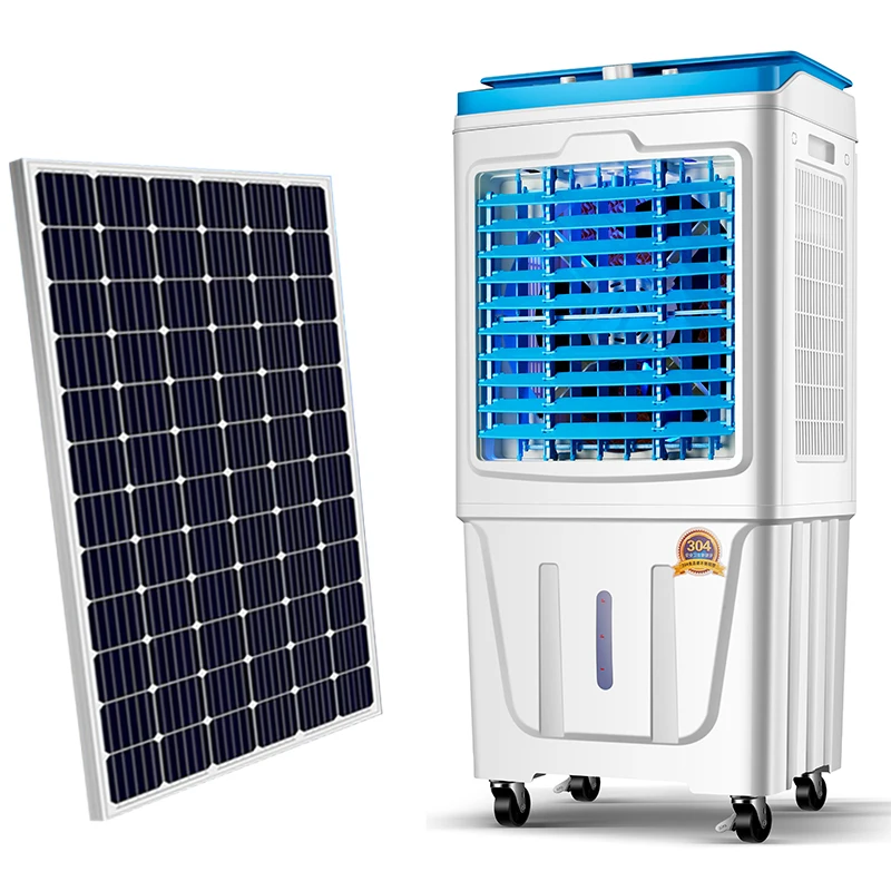 Solar power system Water Air Cooler Fan Basen DC motor 3000m3/h 12L Plastic cover AC and DC air cooler