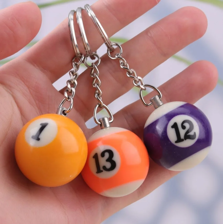 Custom Keychain Colorful Resin Billiard Ball Keychain Billiards Table Ball Key Chain
