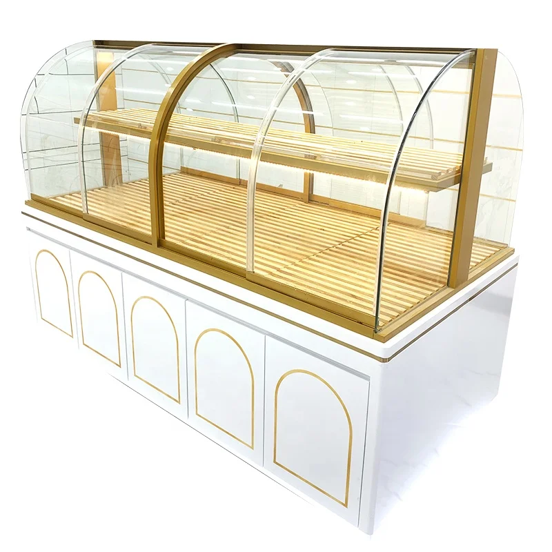 Good quality bakery equipment gondola wood bread display rack