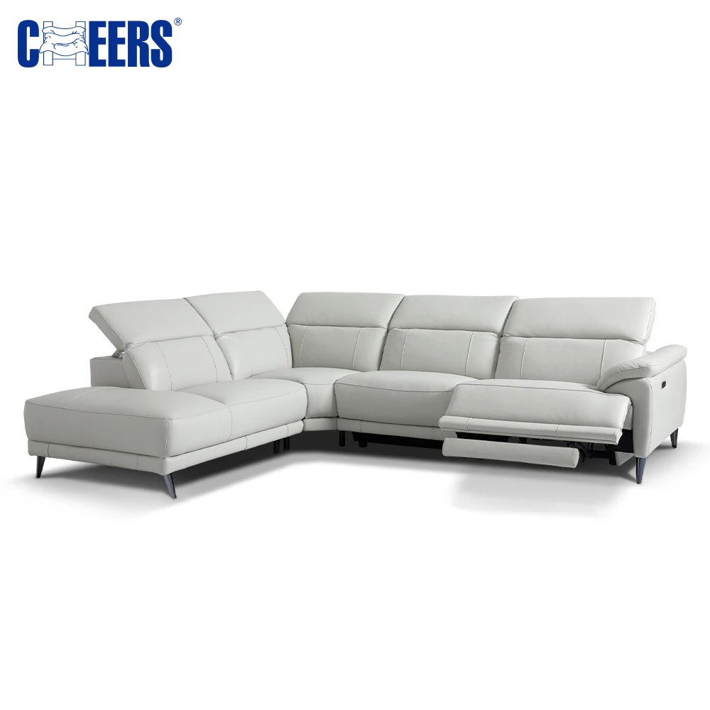MANWAH CHEERS Multifunctional Luxury Sofa Set Leather Corner Sofa With Usb Charger Living Room Furniture 4 Seater Sofa
