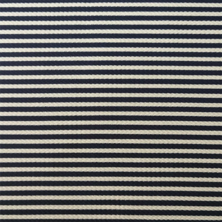 Navy regular line printing on white ant fleece polyester fabric printing knitting fabric