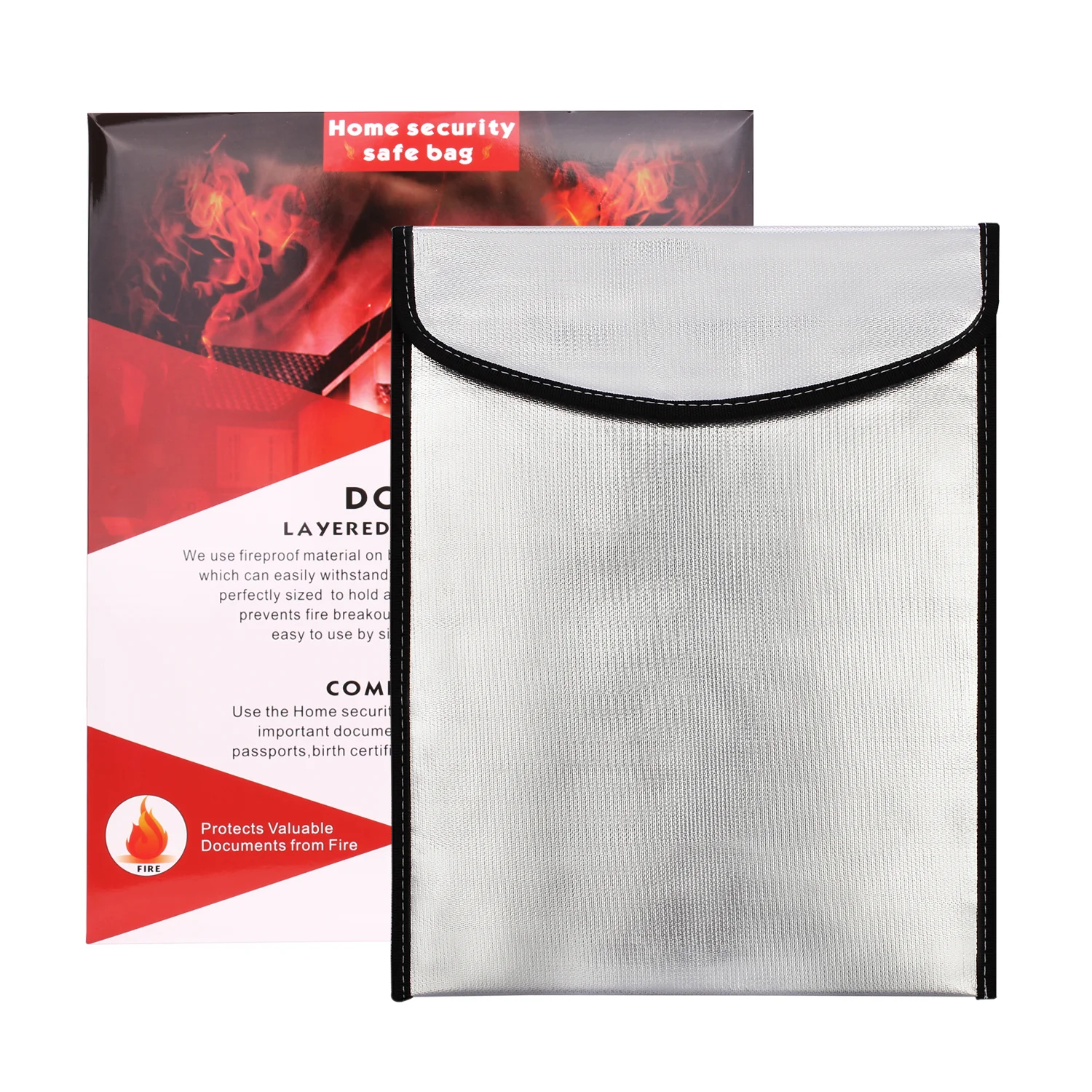 Accept Custom Logo Aluminum Foiled Fireproof Water Resistant Envelope Money Bag