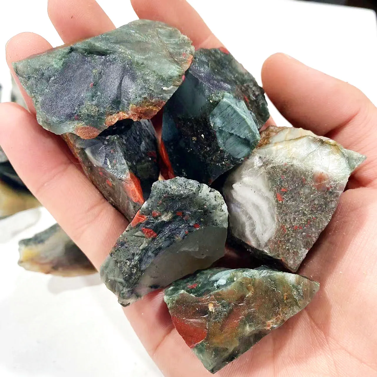 Natural Stone Healing Crystal Mineral Specimen Rocks Quartz Reiki Bloodstone Raw Stones for Decorate