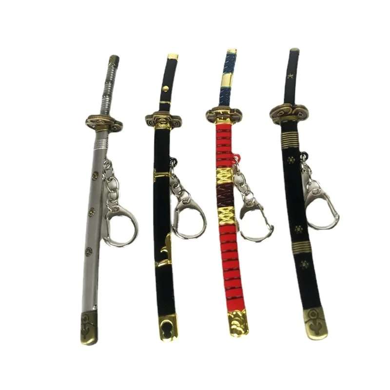 11 designs Roronoa Zoro Sword Keychain Anime 1 piece Knife Weapon Key Chain 15cm size