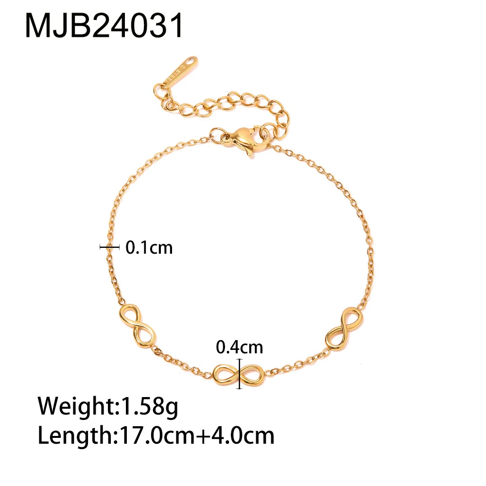 MICCI Wholesale New Trendy Stainless Steel 18K Gold Plated Fashion Jewelry Infinite Symbol Bracelets Jewellery For Women