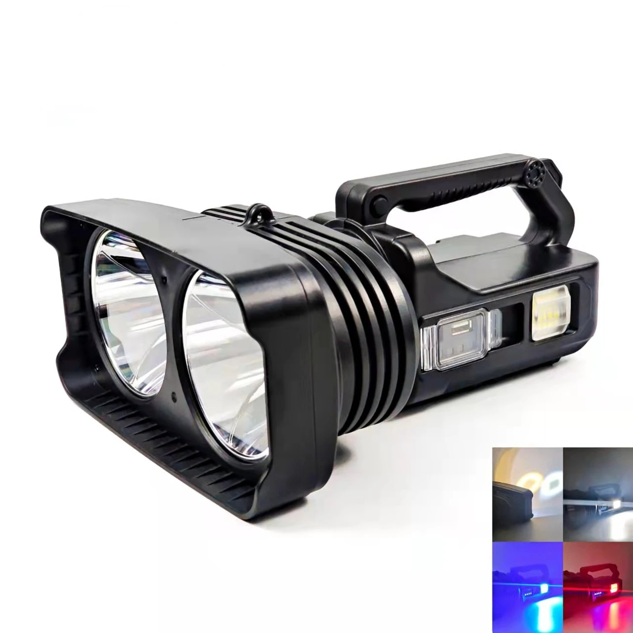 Powerful flashlight torch P50 Dual Light portable lamp long-range flashlight USBCharging Light Red and Blue Flash Searchlight