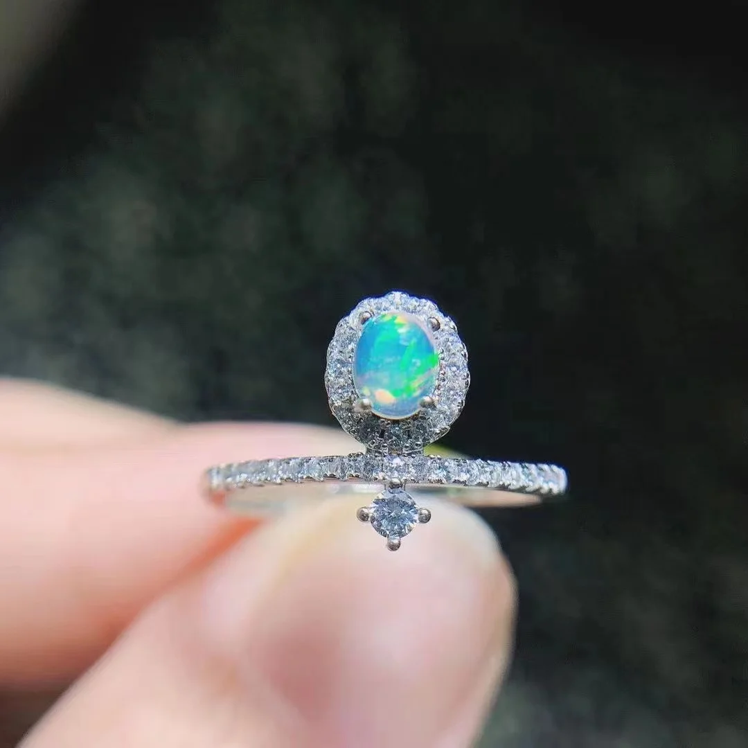 High Quality Australian 925 Sterling Silver Natural Opal Basic Fashion Basketball Championship Jewelry Rings