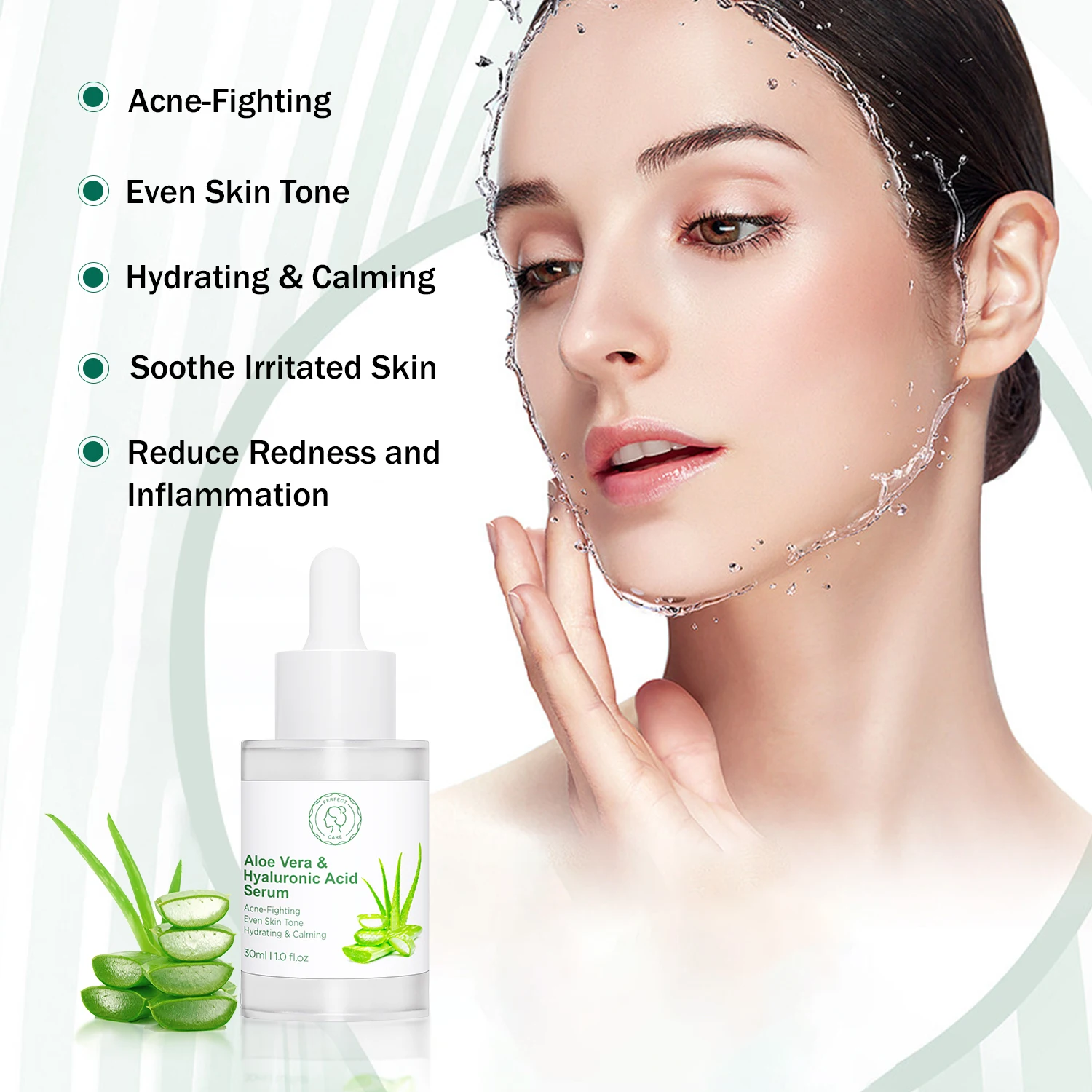 Wholesale Custom Whitening Hyaluronic Acid Facial Serum,Aloe Vera Lactic AHA  Snail Mucin Hydrating Face Serum