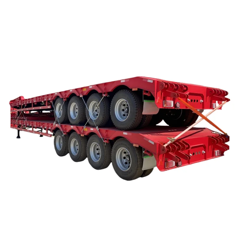 Vehicle Master 3 Axle 4 Axle 40T 60T Flatbed Flat Bed Container Semi Trailer Used and New Truck Trailer For Africa
