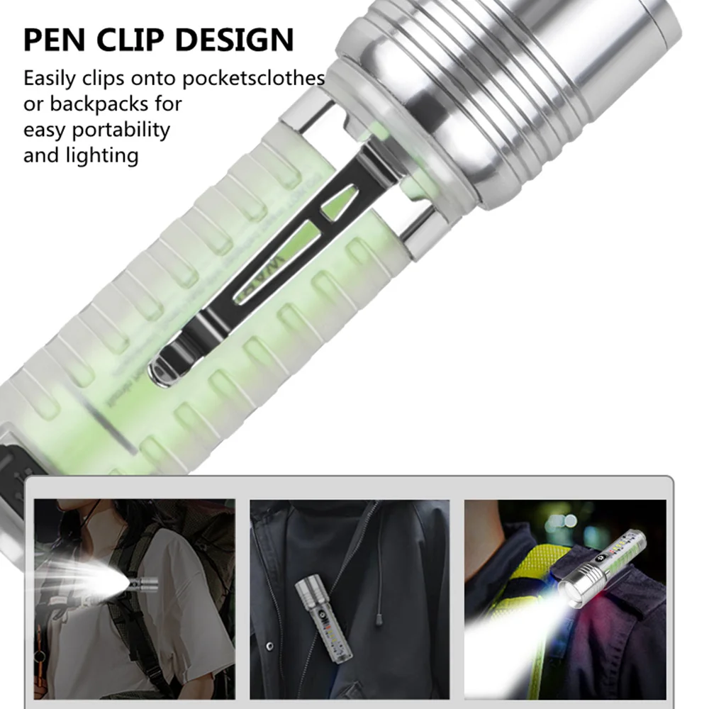 LED Torch Lamp with Magnet Camping Uv Light Telescopic Zoom Long Distance Rechargeable Flashlights