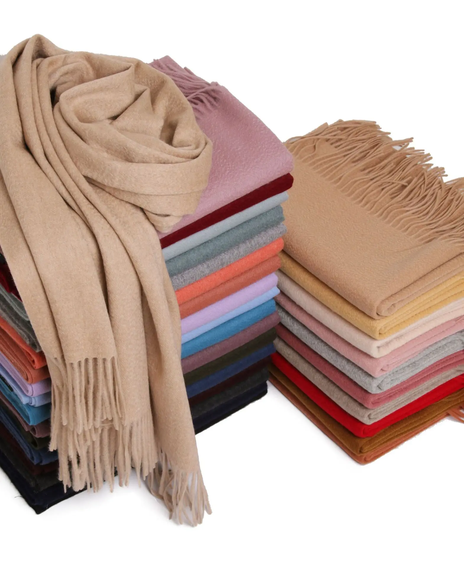 Factory wholesale oversize solid color 100% cashmere shawl winter pashmina  tassel scarf plain women cashmere shawl scarf