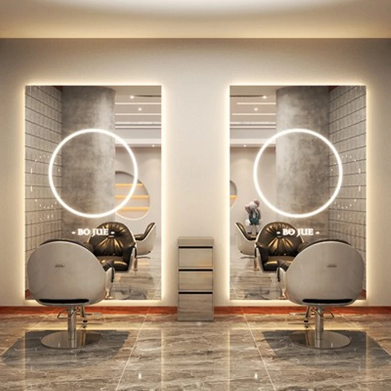 Aluminum Framed Vanity Mirror Hairdresser Wall Mounted Barber Hair Salon Led Mirror With Light