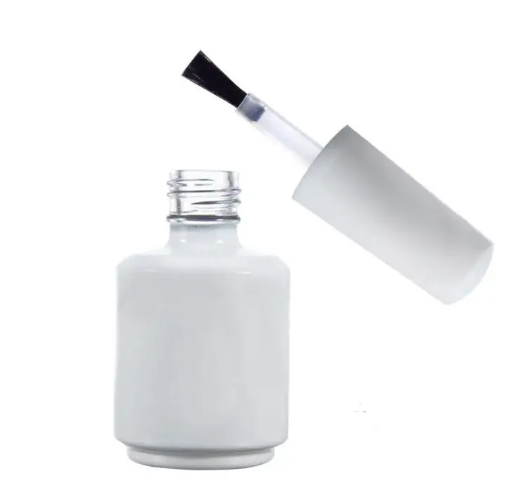 Custom Refillable White Clear Color Empty Uv Gel Nail Polish Bottle 15ml with Spiral Lid