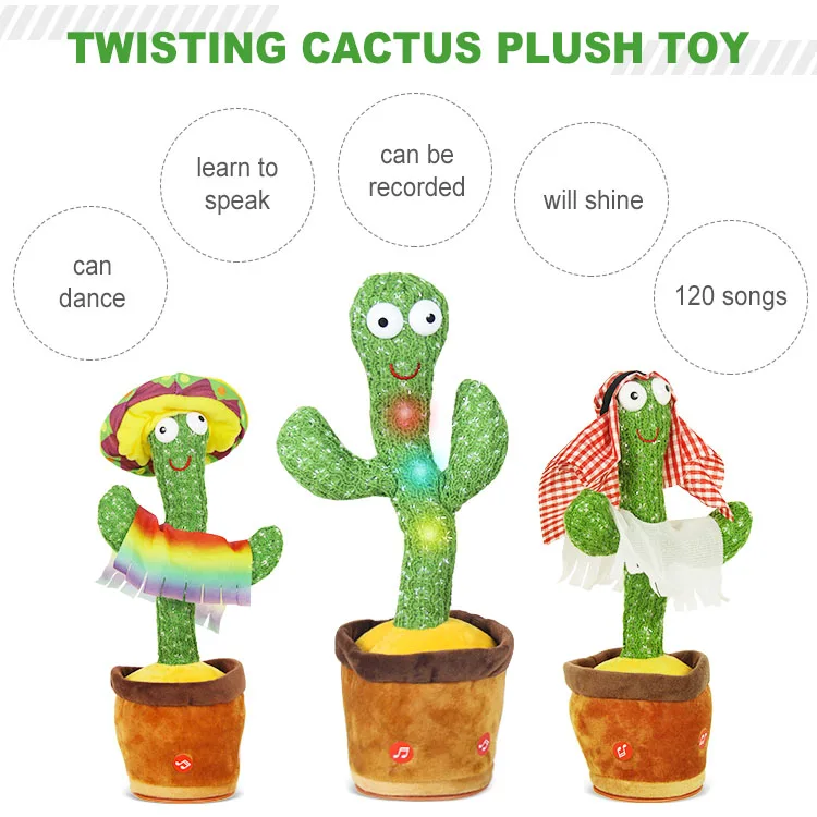 Wholesale Artificial New Dancing Stuffed Kid Toys Cactus Repeats What You Say