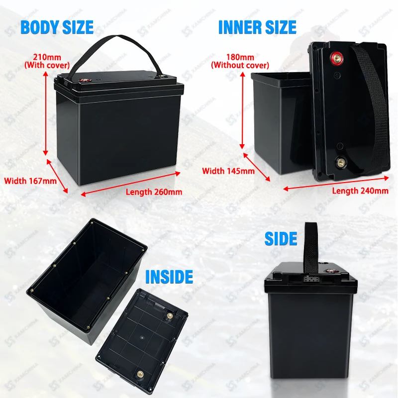 Good Performance 12V70A 100A Lithium Ion Battery Case/Holder ABS Plastic For Solar Power System Home/RV/Car