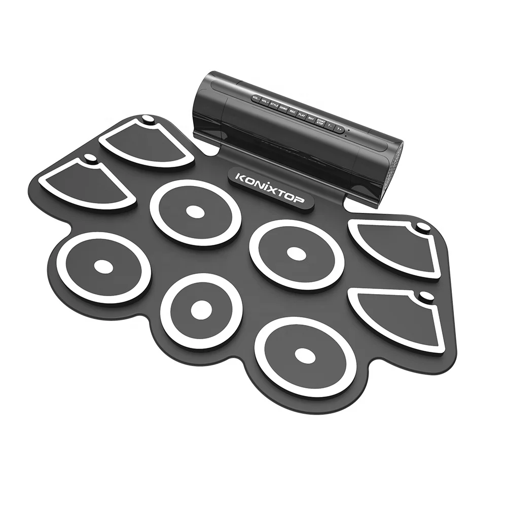 Factory hot selling digital electronic drum pad roll up drum kit silicon pad with speakers