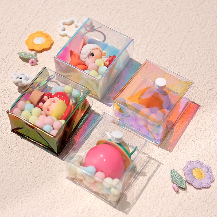 Multicolor Clear Outdoor plastic Bag Toy Transparent cylinder Mystery Doll Display Box PVC Mini Organizer Box