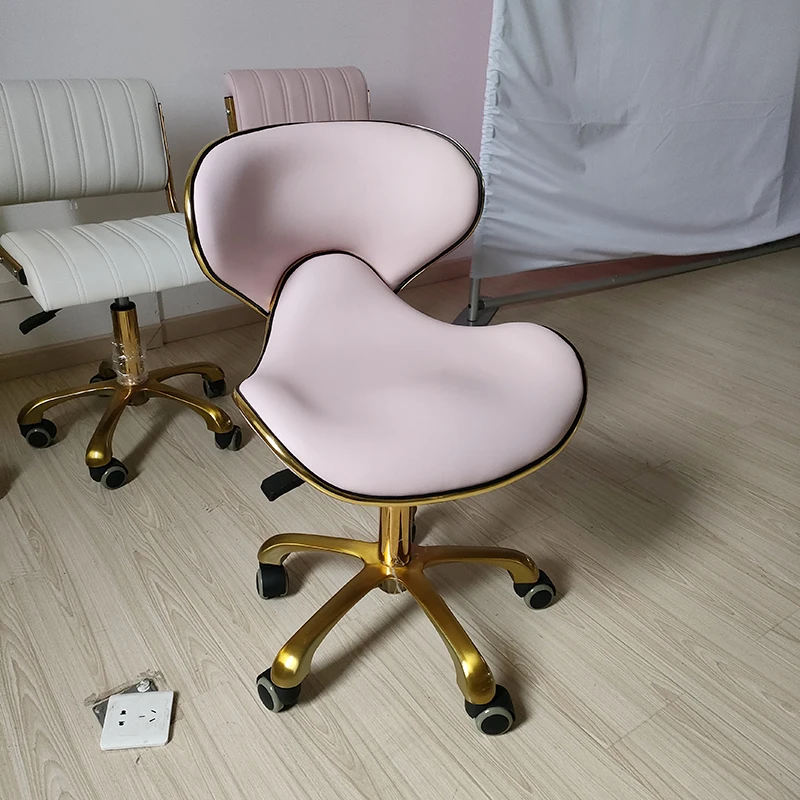 Hot Sale Nail Salon Equipment Rotating Pedicure Stool pink and Gold Technician