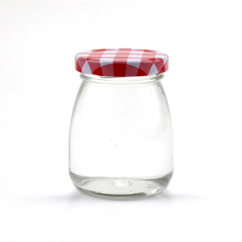 
Hot sale household storage food round glass bottle yogurt cup 100ml 150ml 200ml pudding bottle empty glass jar 