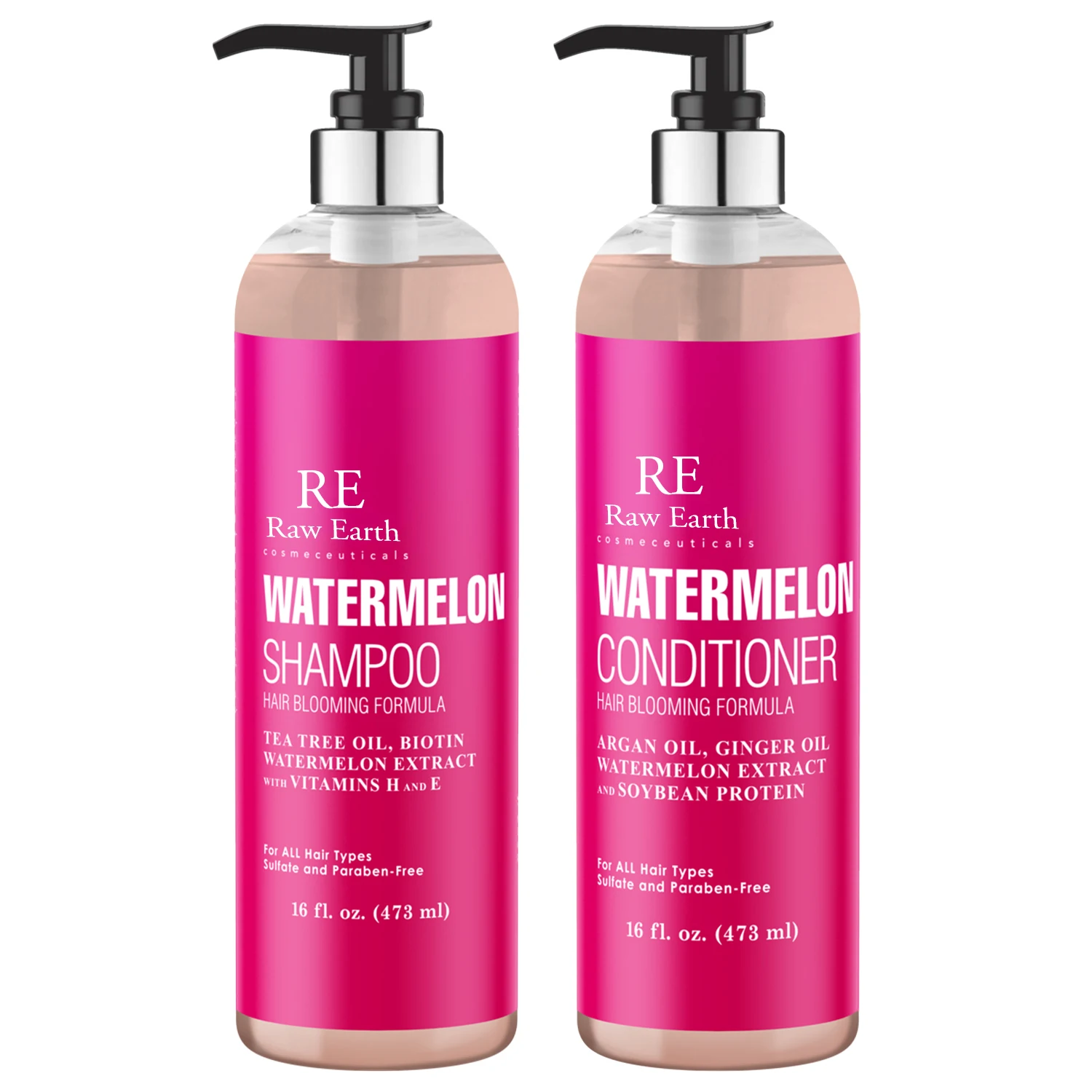 
Raw Earth Hair Blooming Formula Watermelon Shampoo And Conditioner Set 