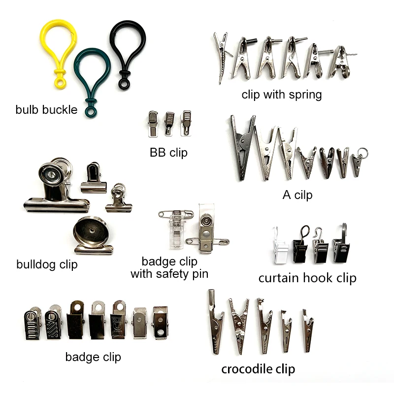 Assorted Metal Bulldog Badge Clip Heavy-Duty Pin Safety Combi Badge Clamp Crocodile Clip With Spring for DIY Crafts Making