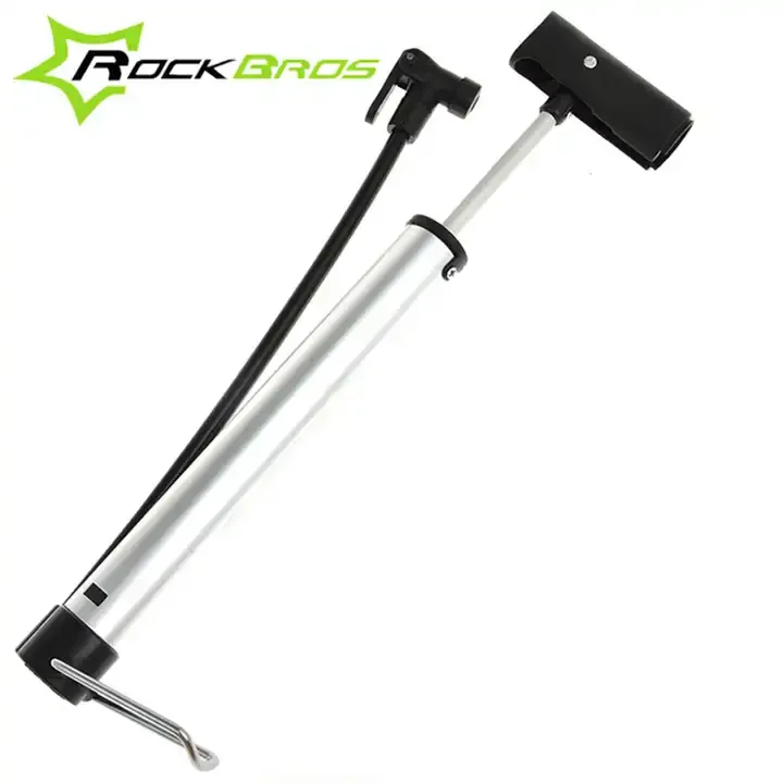 Bicycle Pump Portable Mini Bike Riding Pump Lightweight Ultralight Aluminum Cycling ROCKBROS 120psi High-pressure Slivery Black