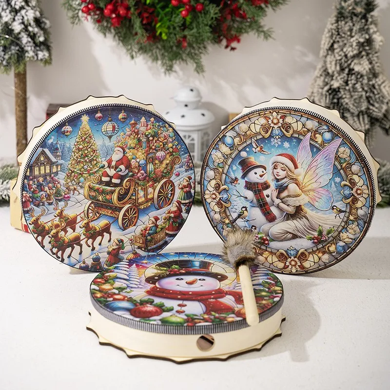 Christmas decoration atmosphere decorated with drumstick Snowman dolls drumming Santa Claus elk Musical Instruments drum hanging
