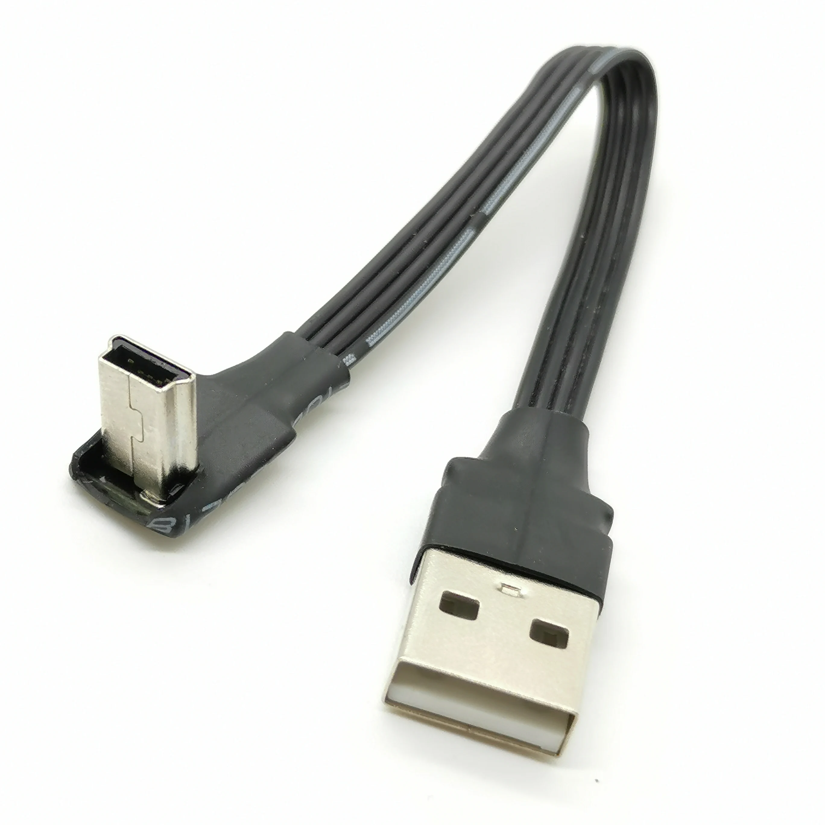FPV flat ribbon silicone mini T-shaped port Mini USB male upper and lower 90 degree right angle to USB male data cable