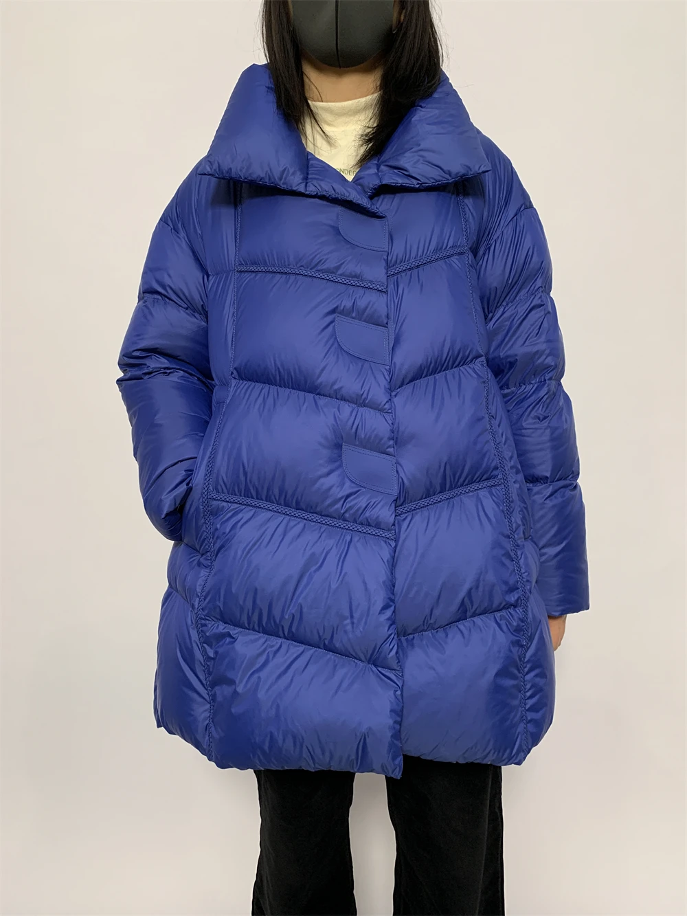 wholesale High Quality Thick Trendy Winter Warm Jackets  mid length Puffer woman down coats