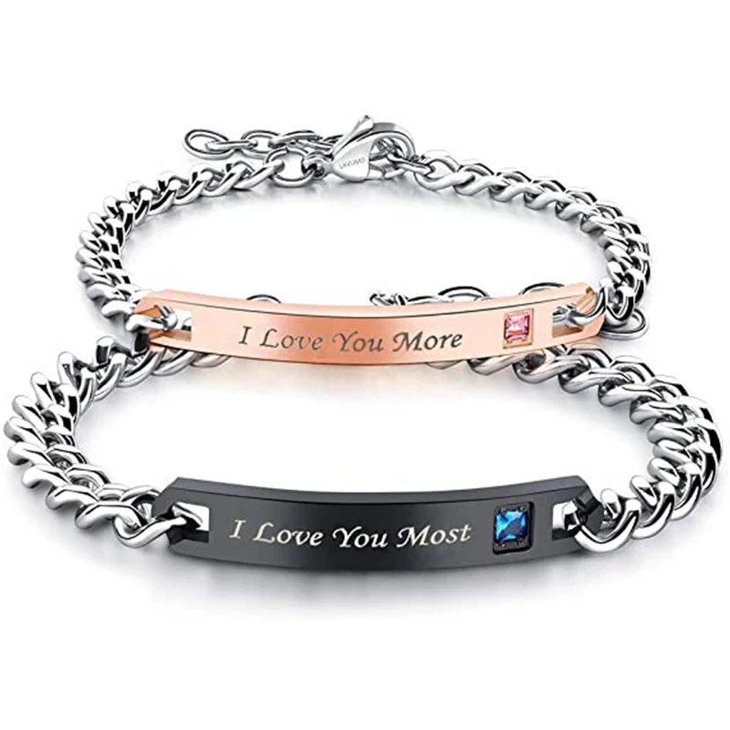 Custom 2PCS Gold plated stainless steel adjustable his and hers bracelets couple pair set crown couple  distance  bracelet