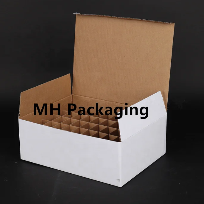 Custom Logo White Corrugated Paper Essential Oil Bottles Shipping Box Nail Polish Box With Divider