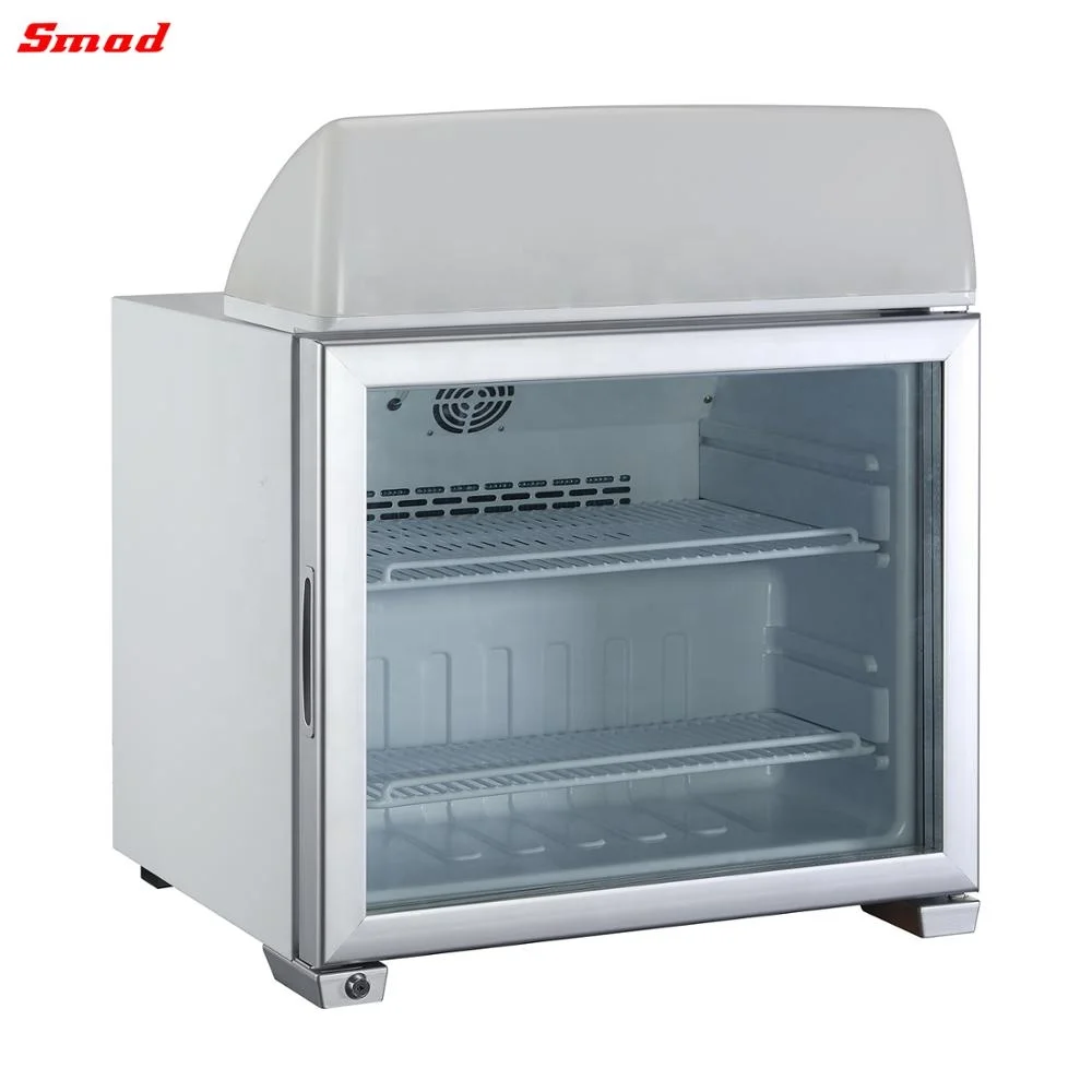 50 liter mini counter top glass door showcase display deep freezer