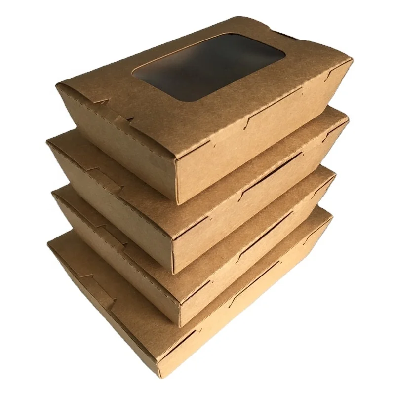 
custom printed disposable lunch print paper box with window 