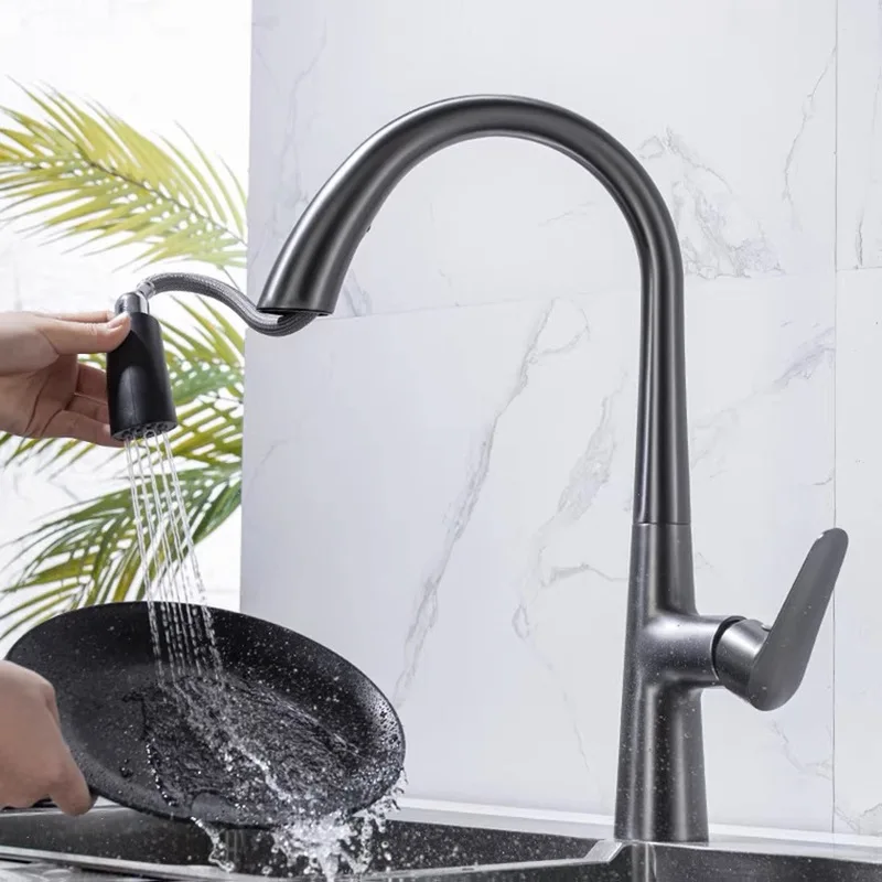 New design hot sale high quality kitchen mixer tap brass body zinc handle S/S pipe pull out kitchen tap best kitchen Faucet
