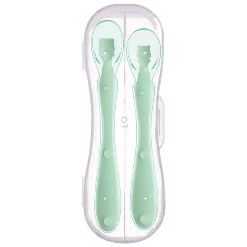 Fubon baby silicone around fork spoon combination with Nylon Insides feeding tableware spoon Custom Service Available