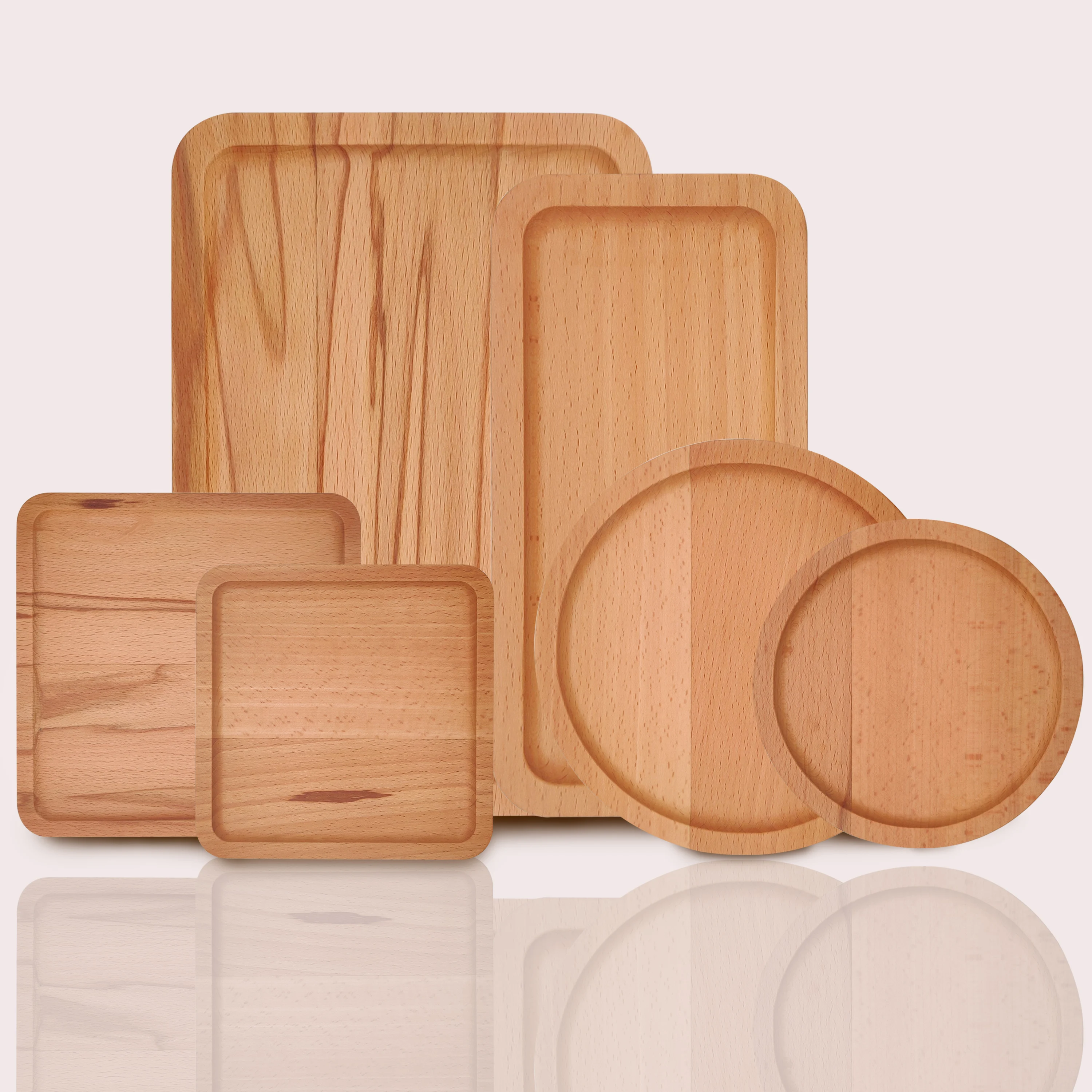 Natural Wood Serving Platter Restaurant Quality Ellipse Dinner Plate Round Wooden Trays for Food Wholesale Charger Dishes