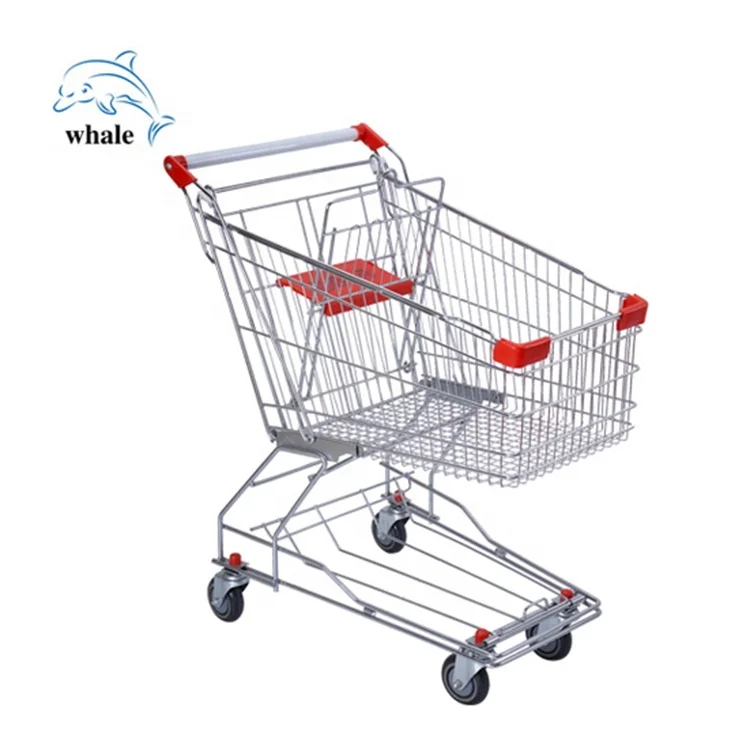 Wholesale store goods trolley plastic folding cart Steel Supermarket Shopping Trolley
